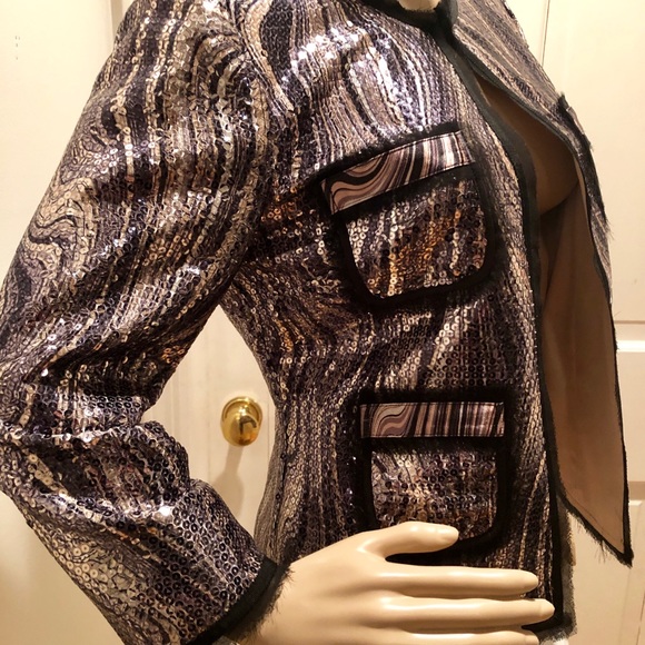 NWOT Cache Sequin Multicolor Jacket Blazer Sz S - Picture 4 of 8